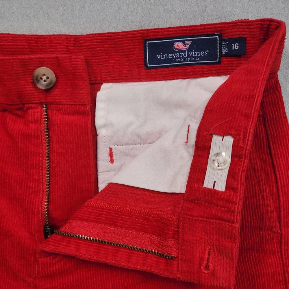 Vineyard Vines Boys‎ Red Corduroy Pants Size 16 Preppy Straight Leg Holiday